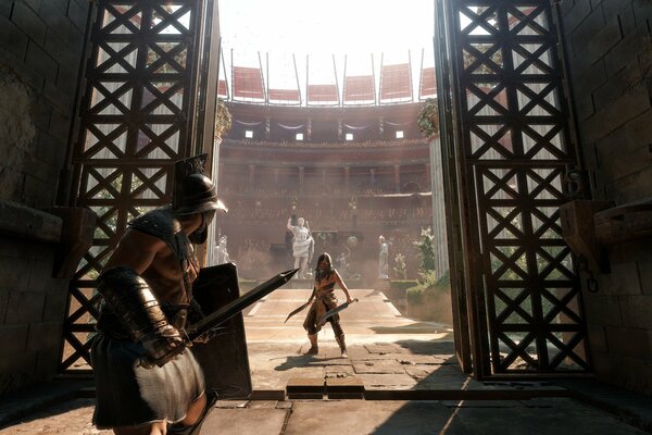 Gladiateur armé dans le magnifique Colisée