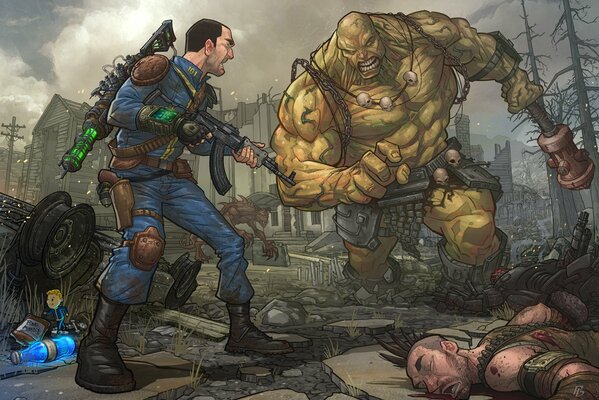 Super mutant en guerre en action