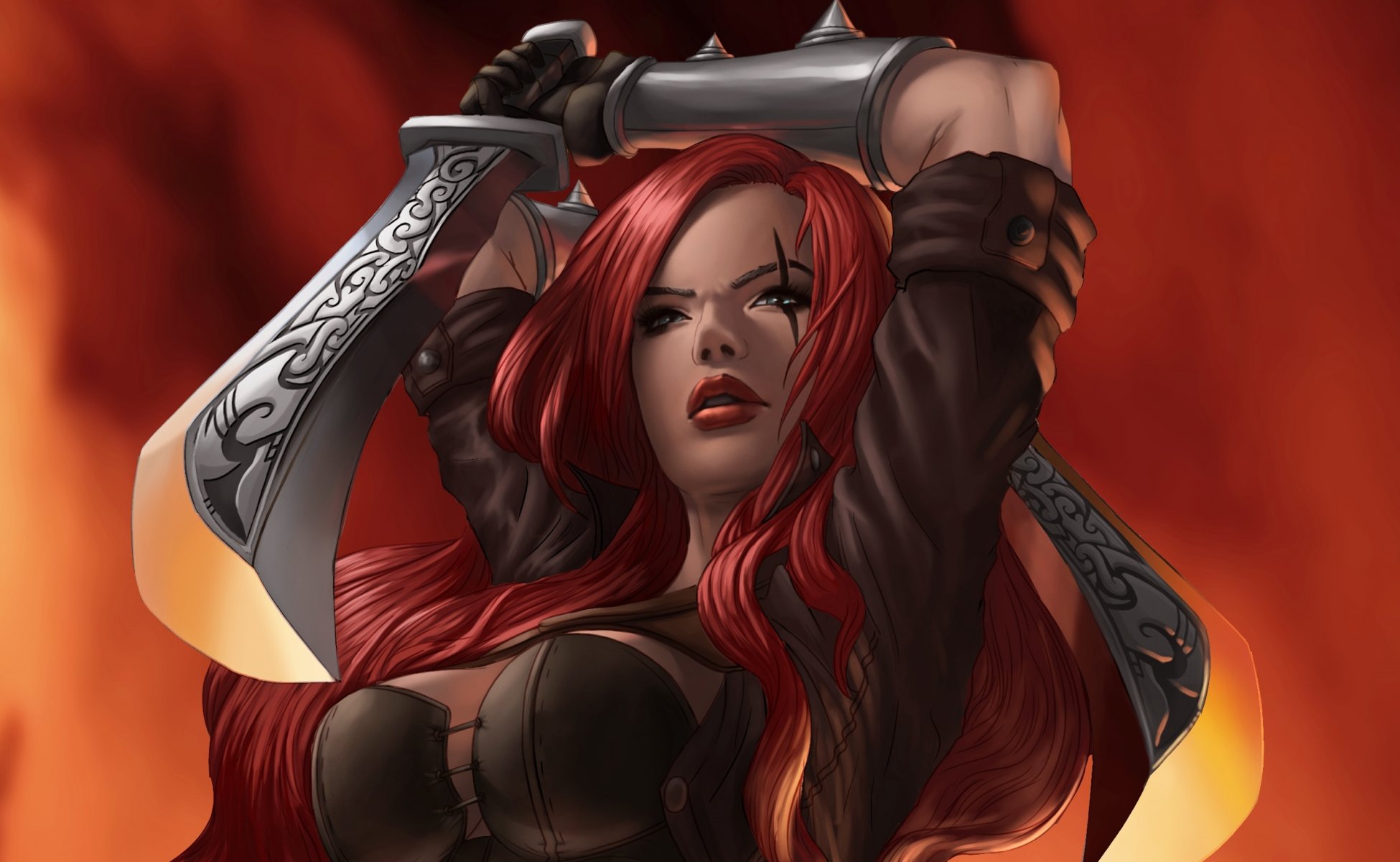 katarina league of legends mädchen säbel waffe