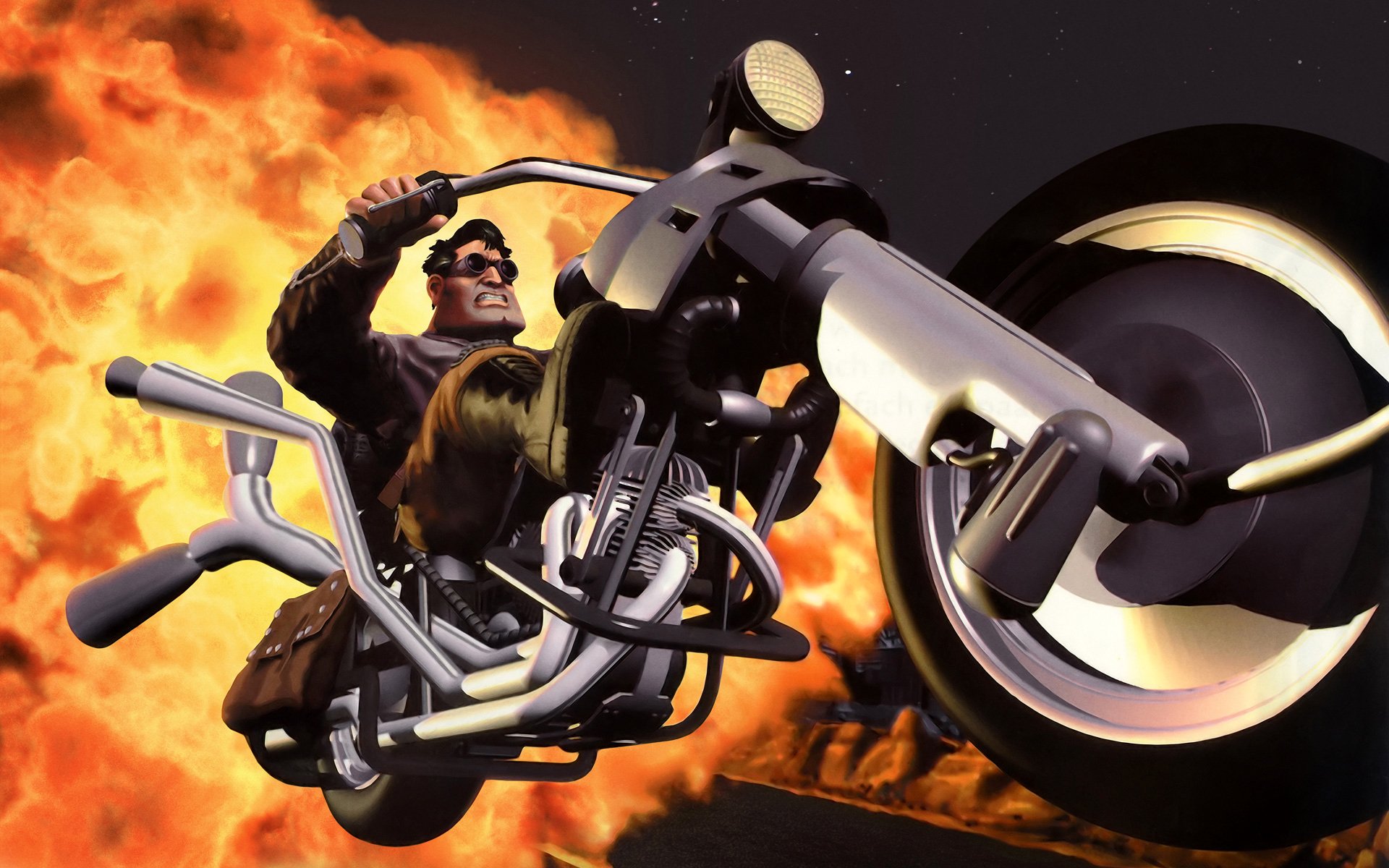 arte a tutto gas moto moto computer leggendario gioco classico genere ricerca personaggio motociclista ben correre avanti al massimo lucasarts carta da parati