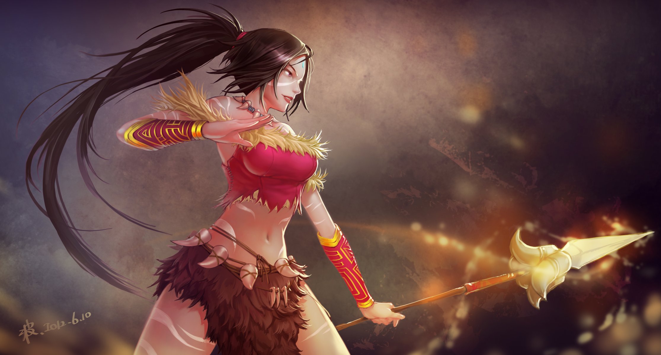 art namiko zxbvincent league of legends nidalee dziewczyna tło włócznia