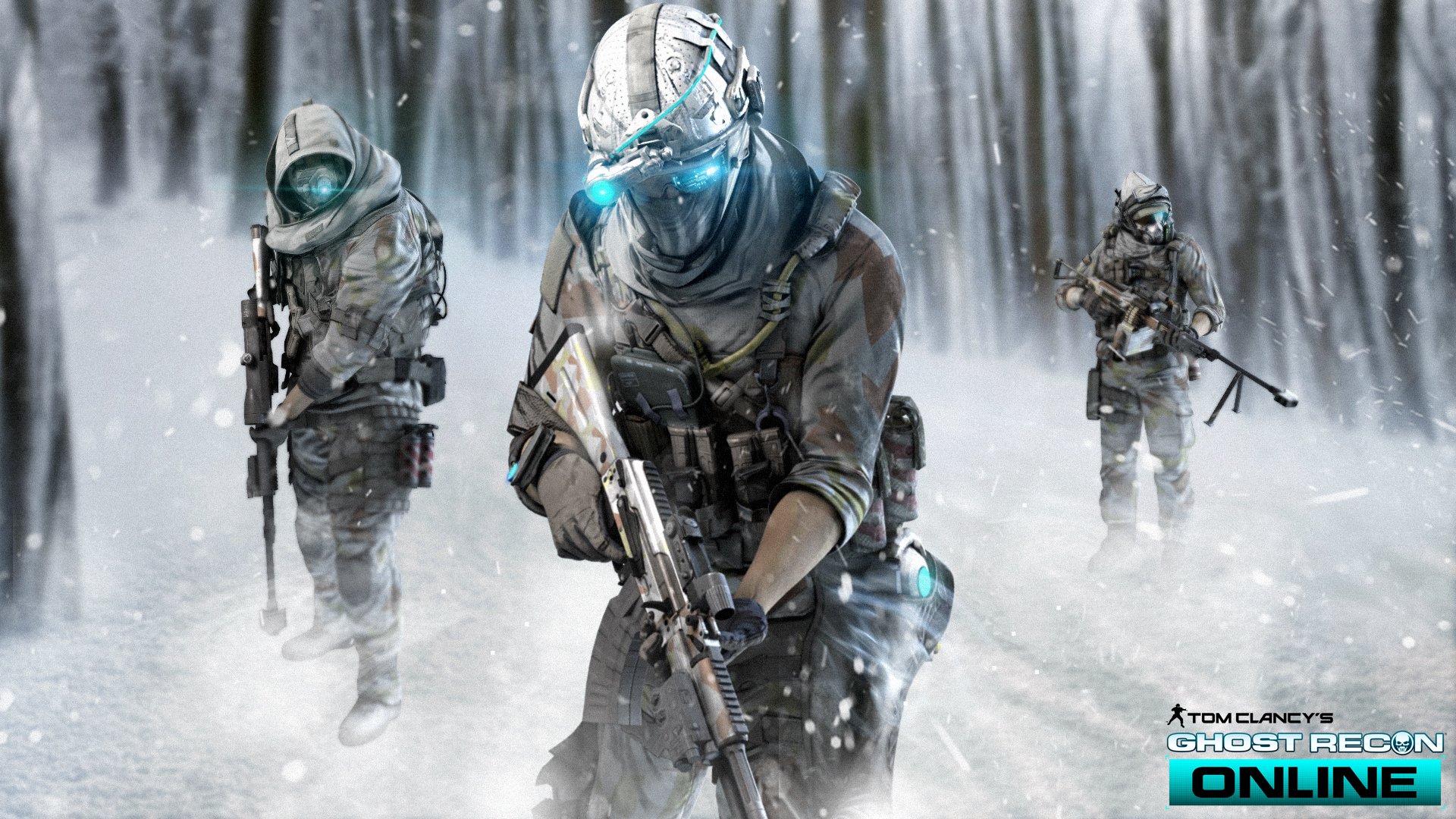 tom clancy ghost recon online dlc arctic pack żołnierze wojownicy oddział specjalny duchy kamizelka kuloodporna broń hologram las śnieg kaptur śnieżyca logo ubisoft singapore ubisoft entertainment