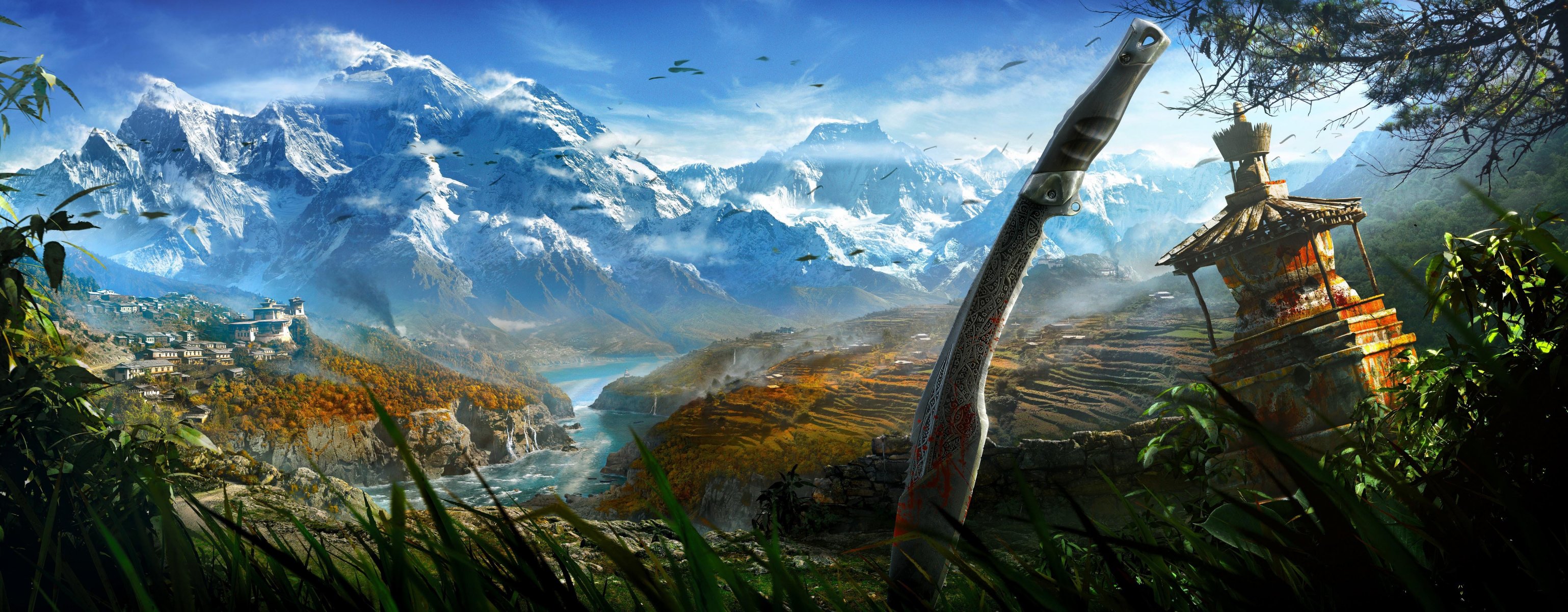 far cry 4 naturaleza espada montañas aves