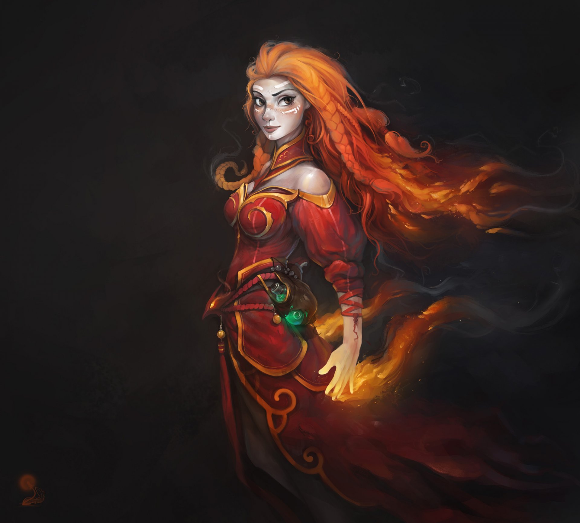 protéger les anciens dota lina fille magie flamme étincelles