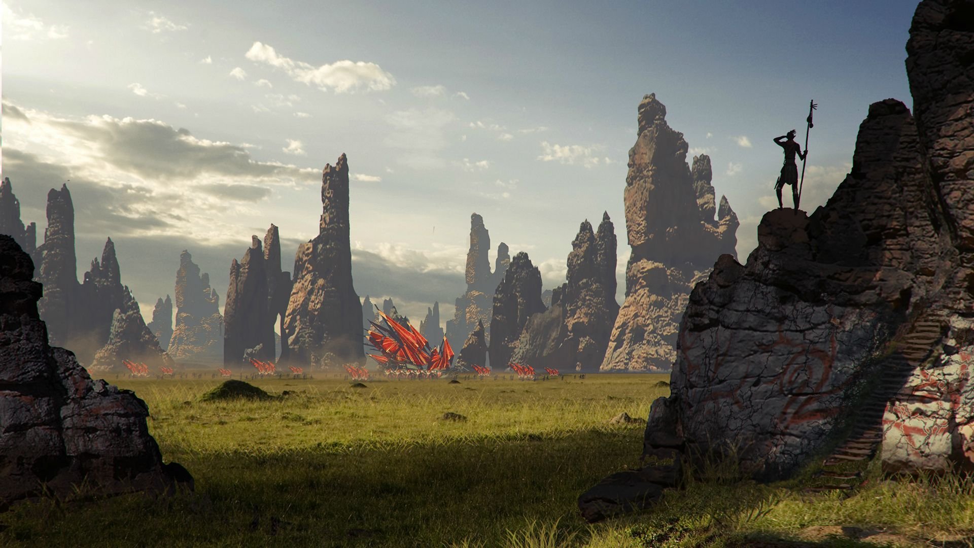 dragon age 3 inquisition konzeptkunst felsen gras siedlung