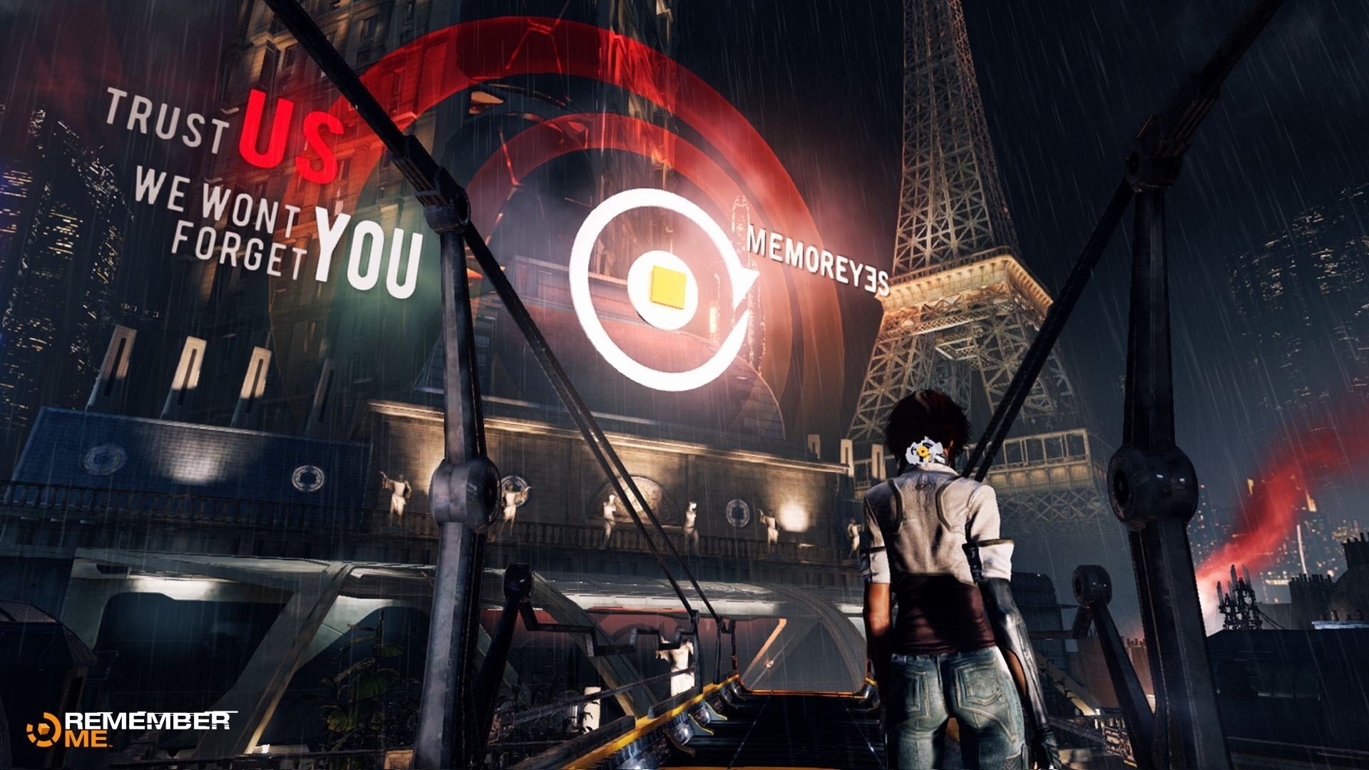 neo-paris memoreyes merken sie sich mich capcom fließen nilin cyberpunk eiffelturm