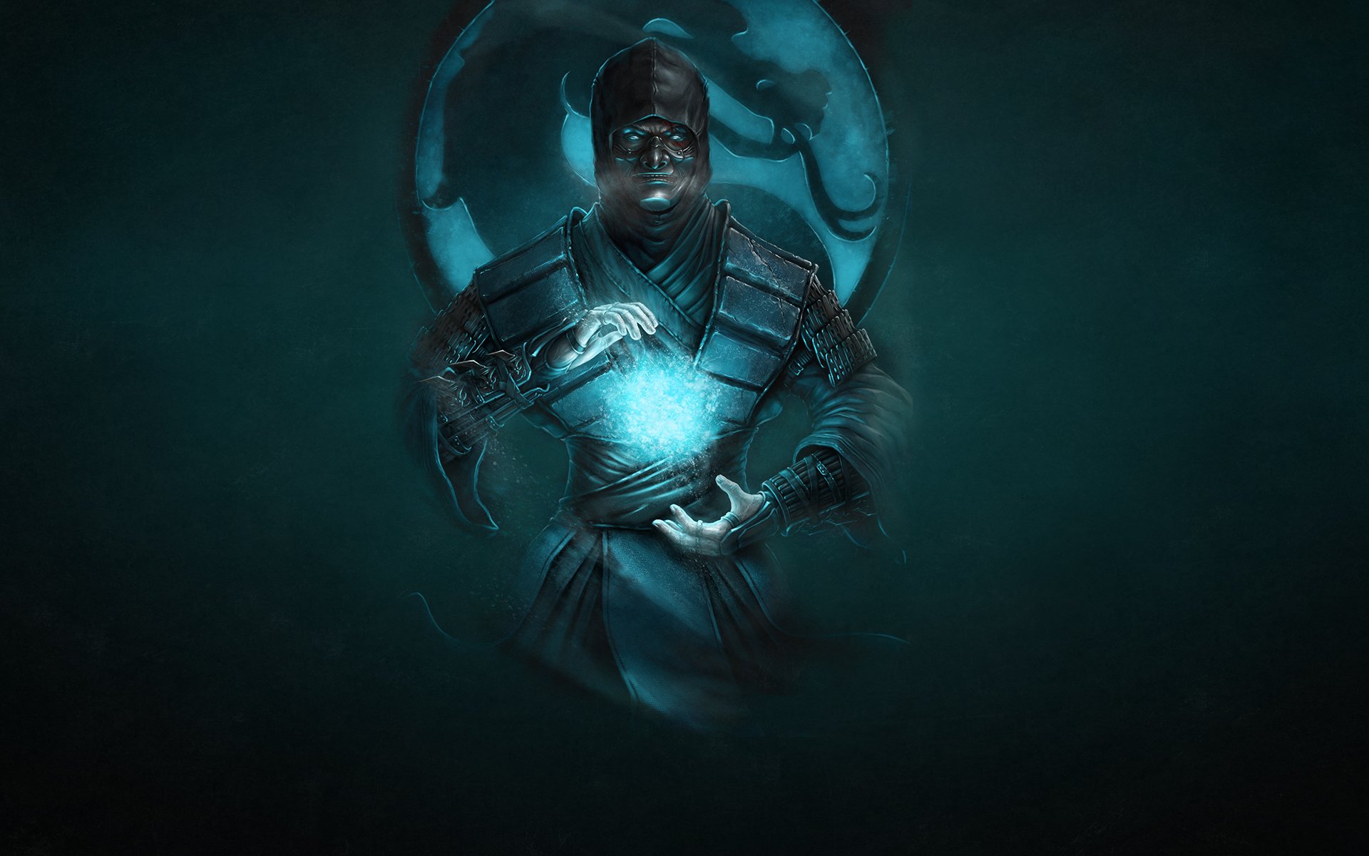 mortal kombat ninja sub-zero sub-zero dark background cold dragon