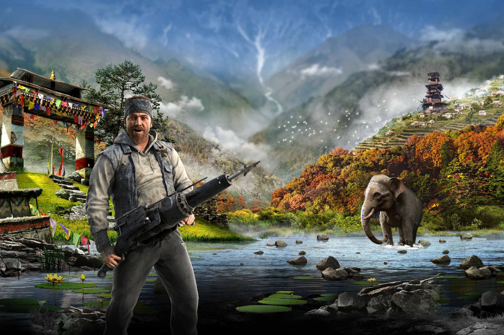 far cry 4 ubisoft harpune berge wasser elefant kirat