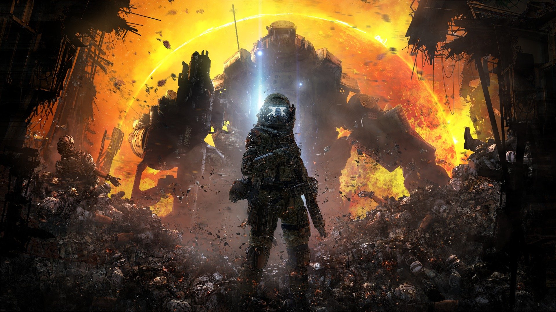 titanfall soldiers fighters pilot titan atlas furs corpses ashes weapons sun bluepoint games respawn entertainment electronic art