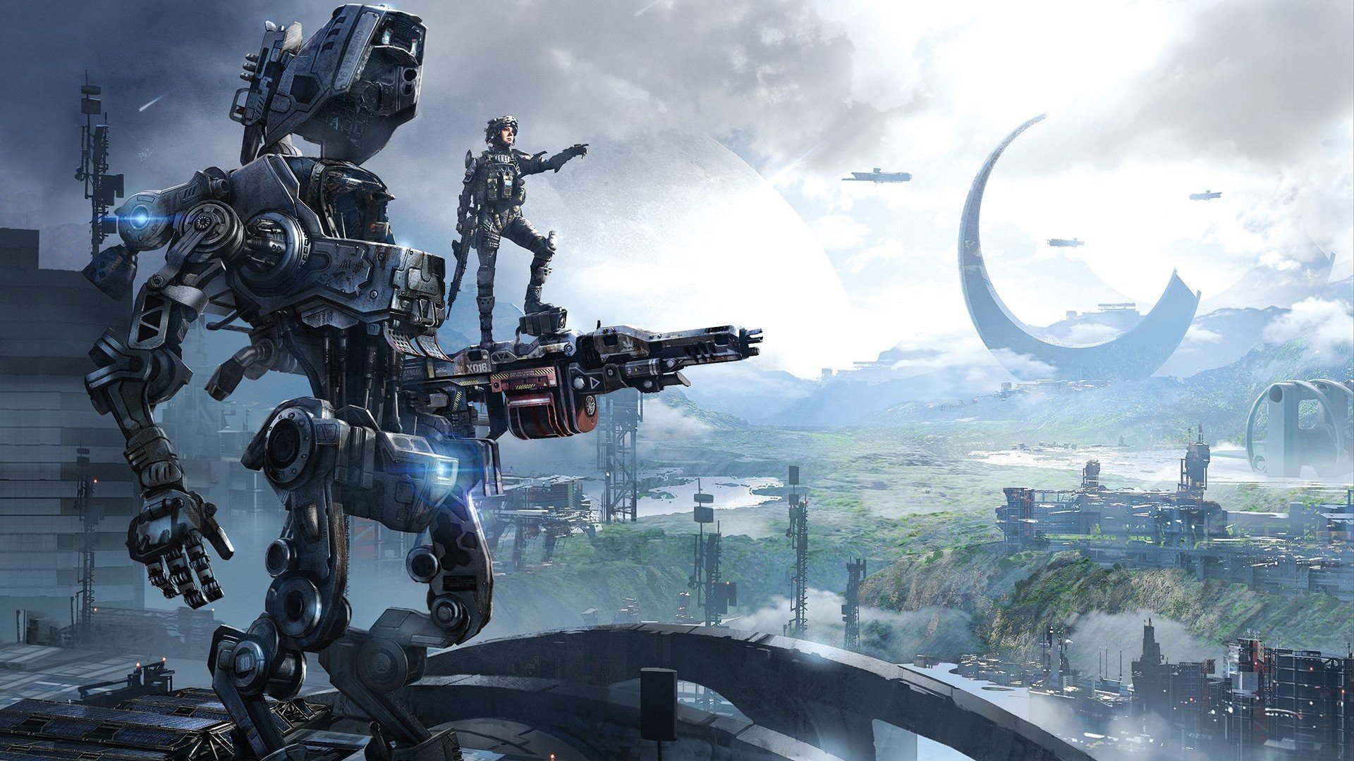 titanfall: edge frontier respawn entertainment electronic arts ea robot soldat titan pilote bâtiments armes chasseur équipement dlc titanfall