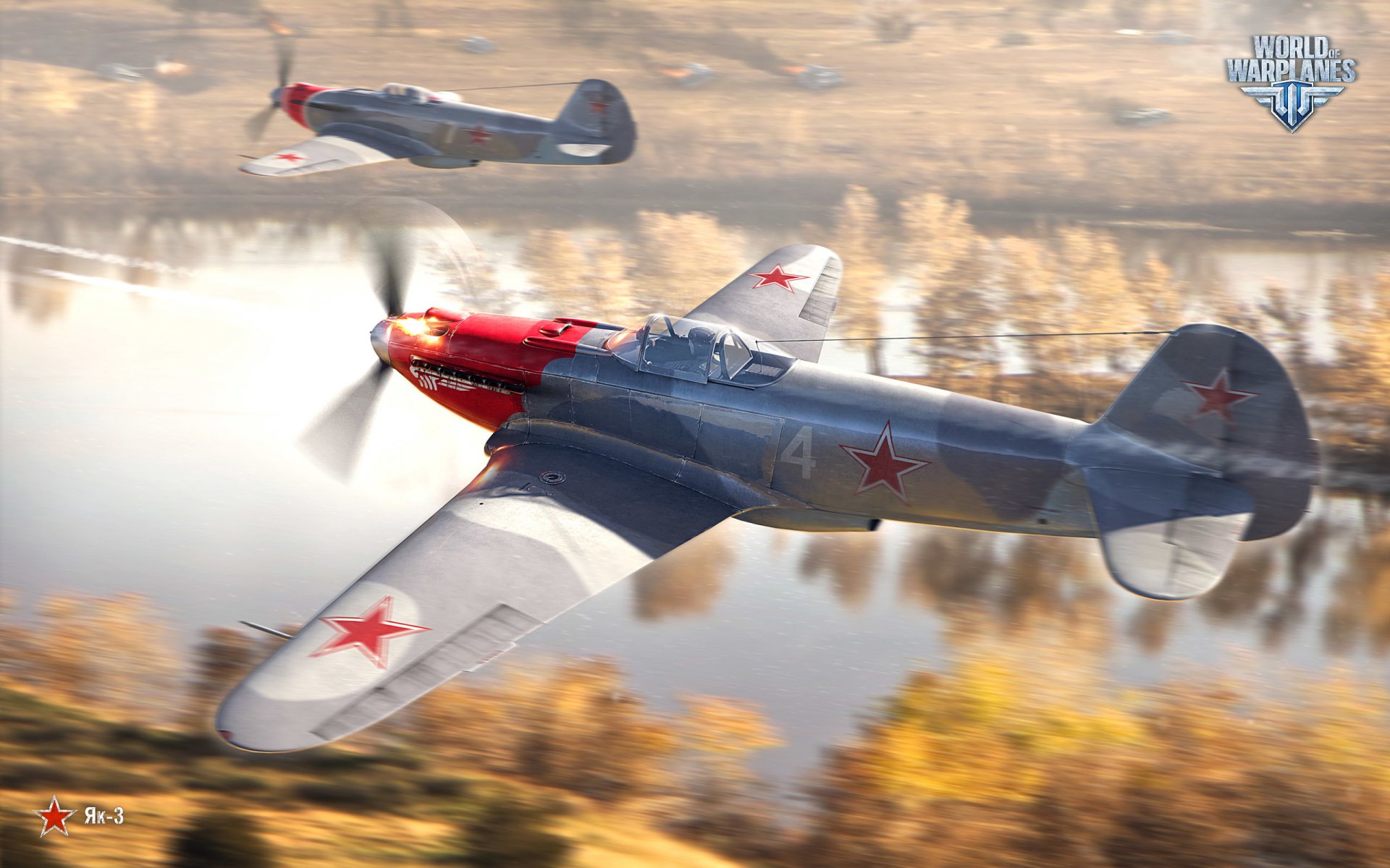 world of warplanes wargaming net wowp wp yak-3 ciel fumée terre air avion combattant eau réservoirs arbres coup avions avions de chasse