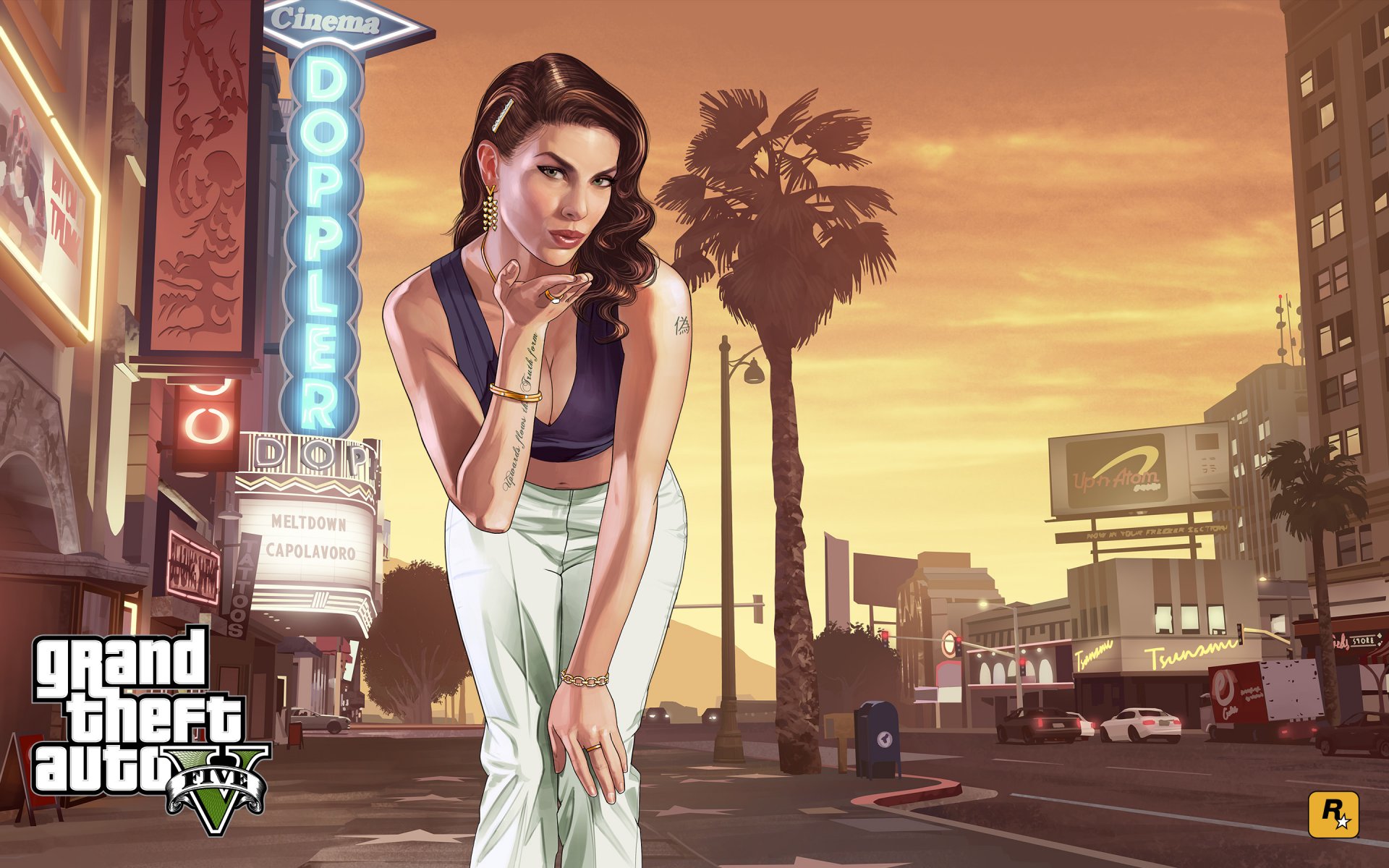 grand theft auto 5 gta fille vue art ville los santos centre rue