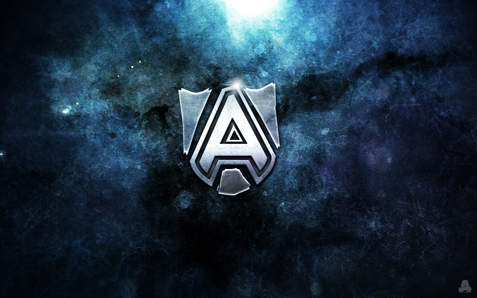 équipe esport alliance dota 2 texture pierre roche métal logo bleu art shift