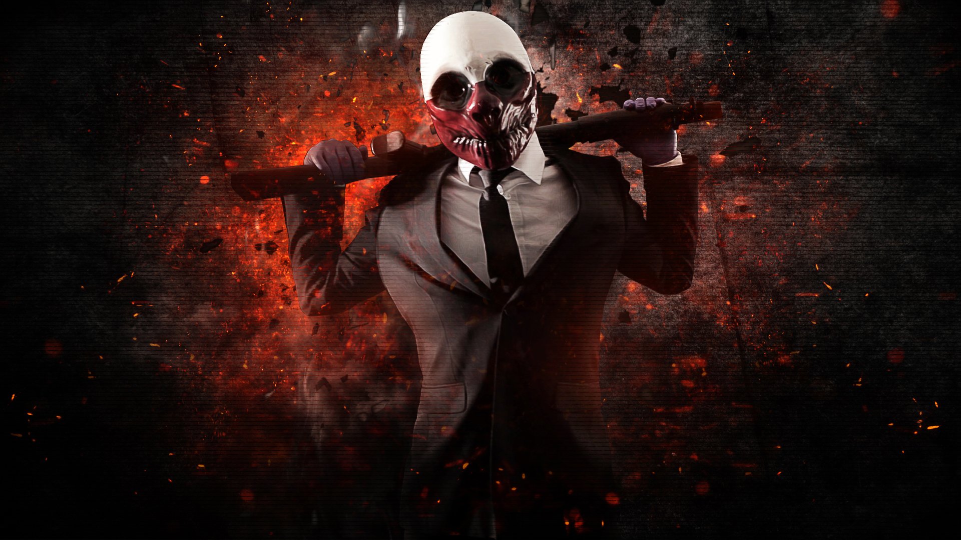 payday: the heist lupo fucile da caccia arma maschera soldi rapina in banca overkill software payday gioco sfondo the heist videogiochi