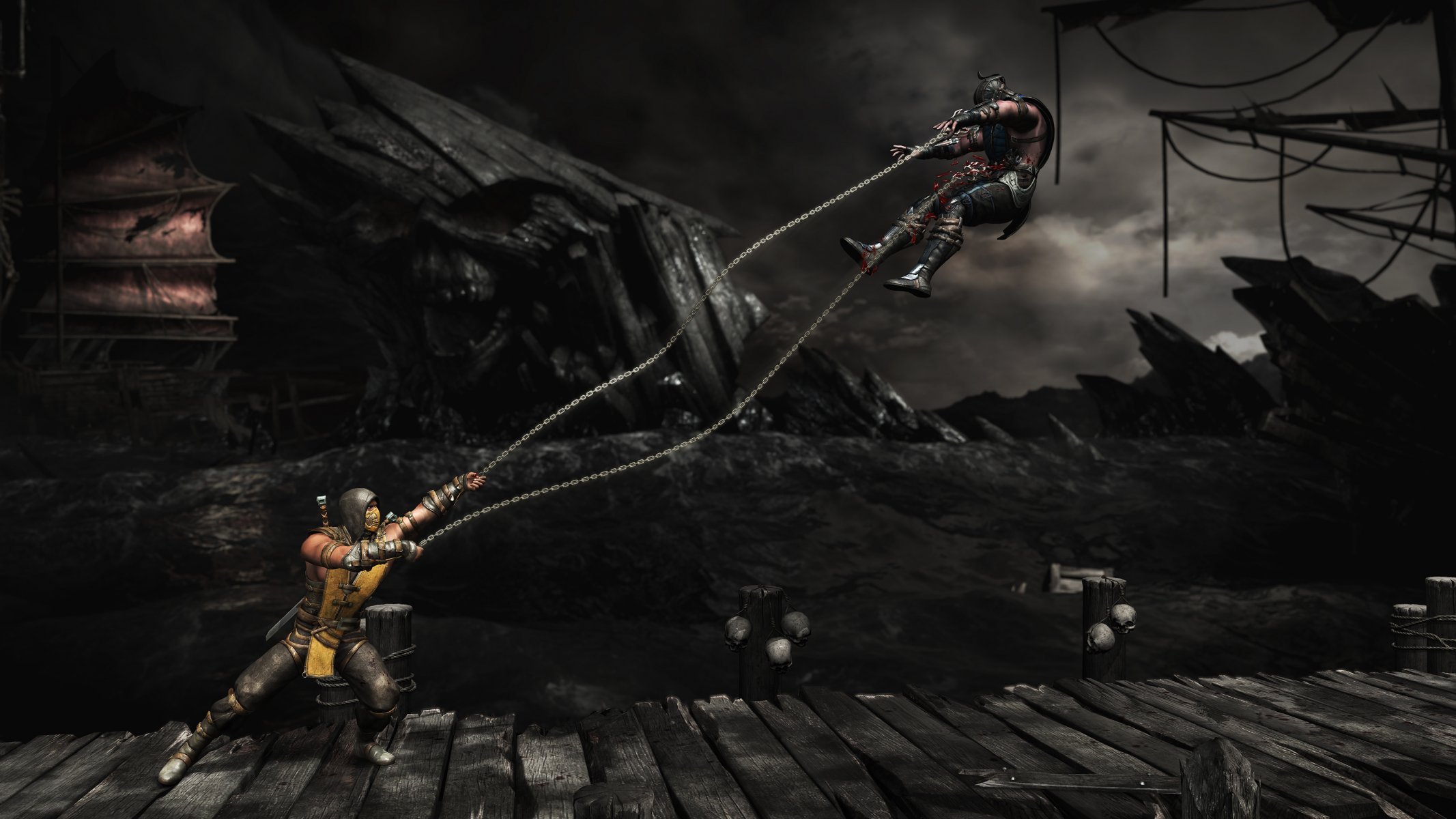 mortal kombat x skorpion sub-zero harpunen kampf arena