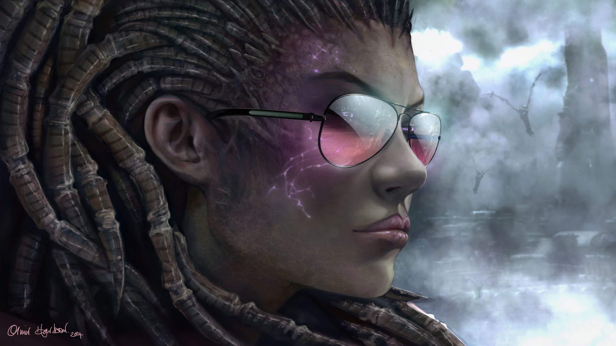 tarcraft 2 reine des lames sarah kerrigan fille visage lunettes