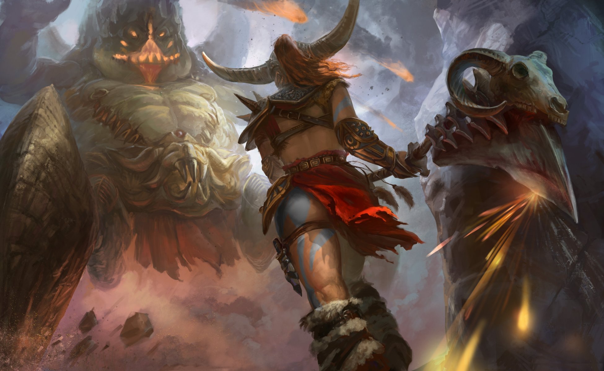 fiction jeu barbare diablo 3 art fille arme monstre