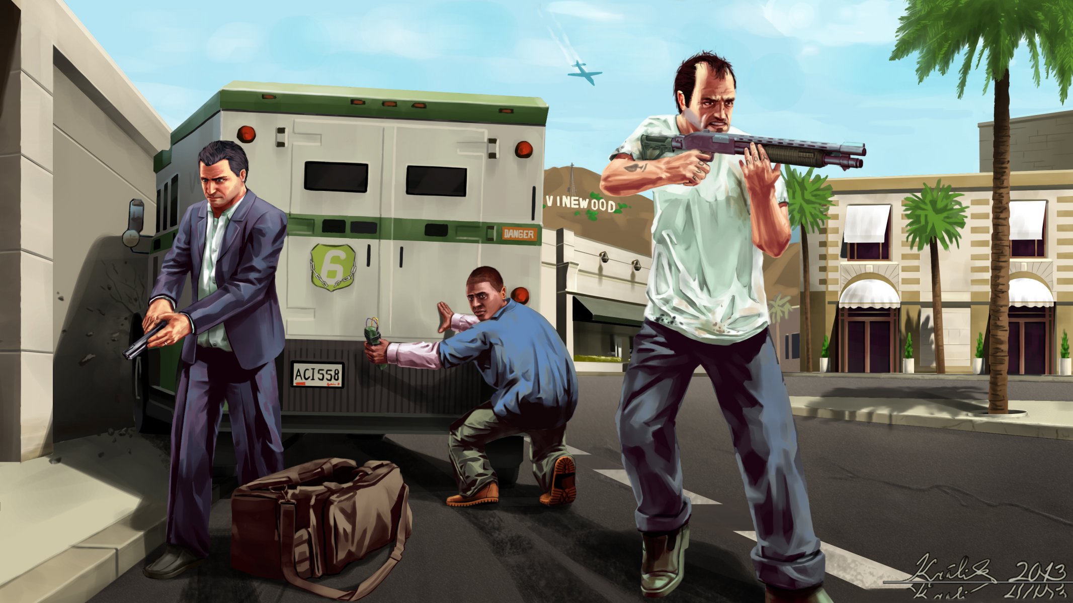 gta 5 michael trevor franklin art