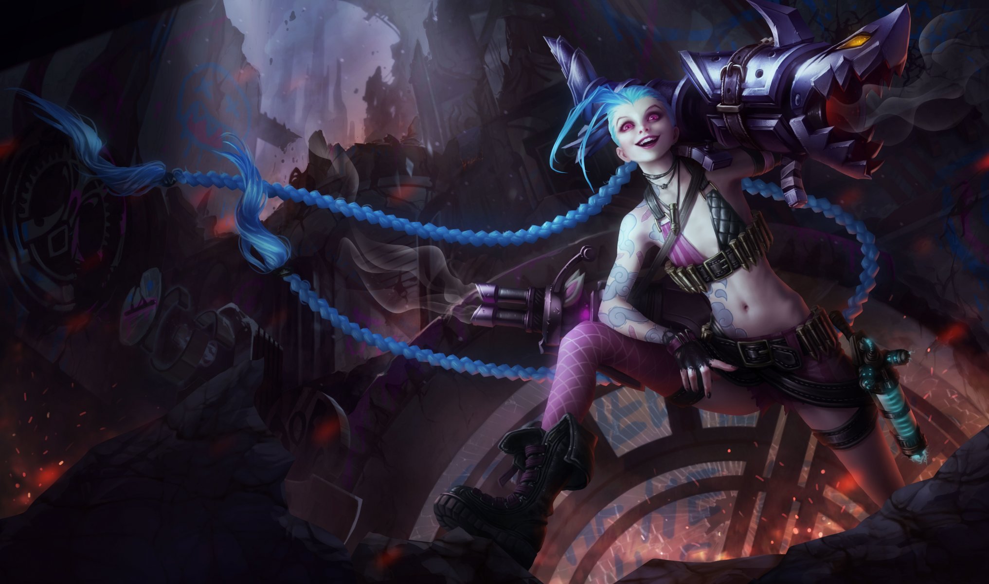 giochi arte ragazza league of legends lol jinx armi