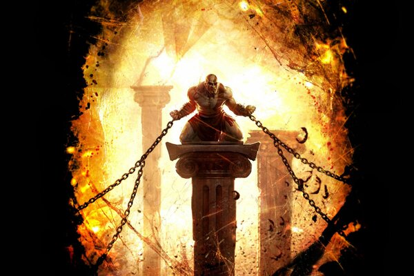 God of War Kratos encadenado