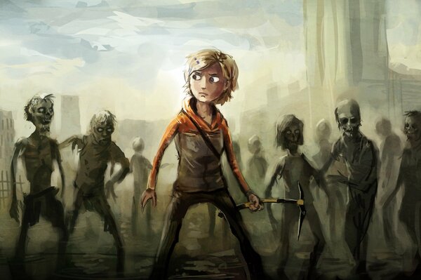 Molly sur fond de zombies du jeu The Walking Dead