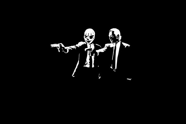 Men in black suits with guns