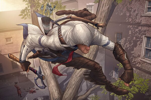 Image toon homme sur l arbre assassins creed 3