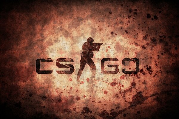 Das Logo des Spiels counter-strike. Symbole im Hintergrund