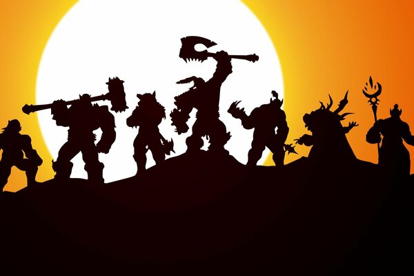 Los señores de la guerra de Draenor en medio de la puesta de sol