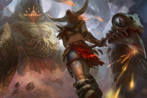 Barbarian girl with an axe from diablo 3