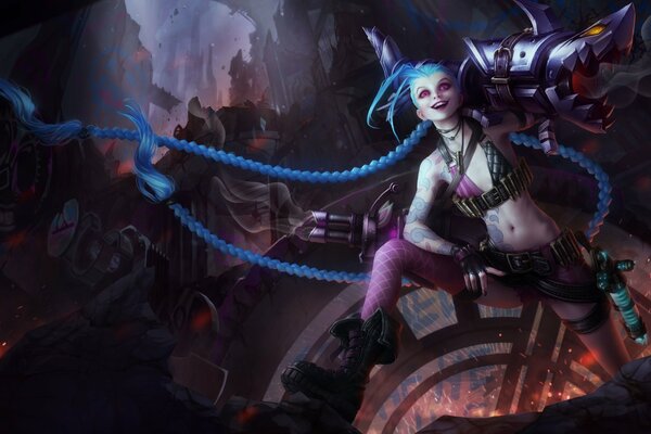 League of Legends jinx with weapons