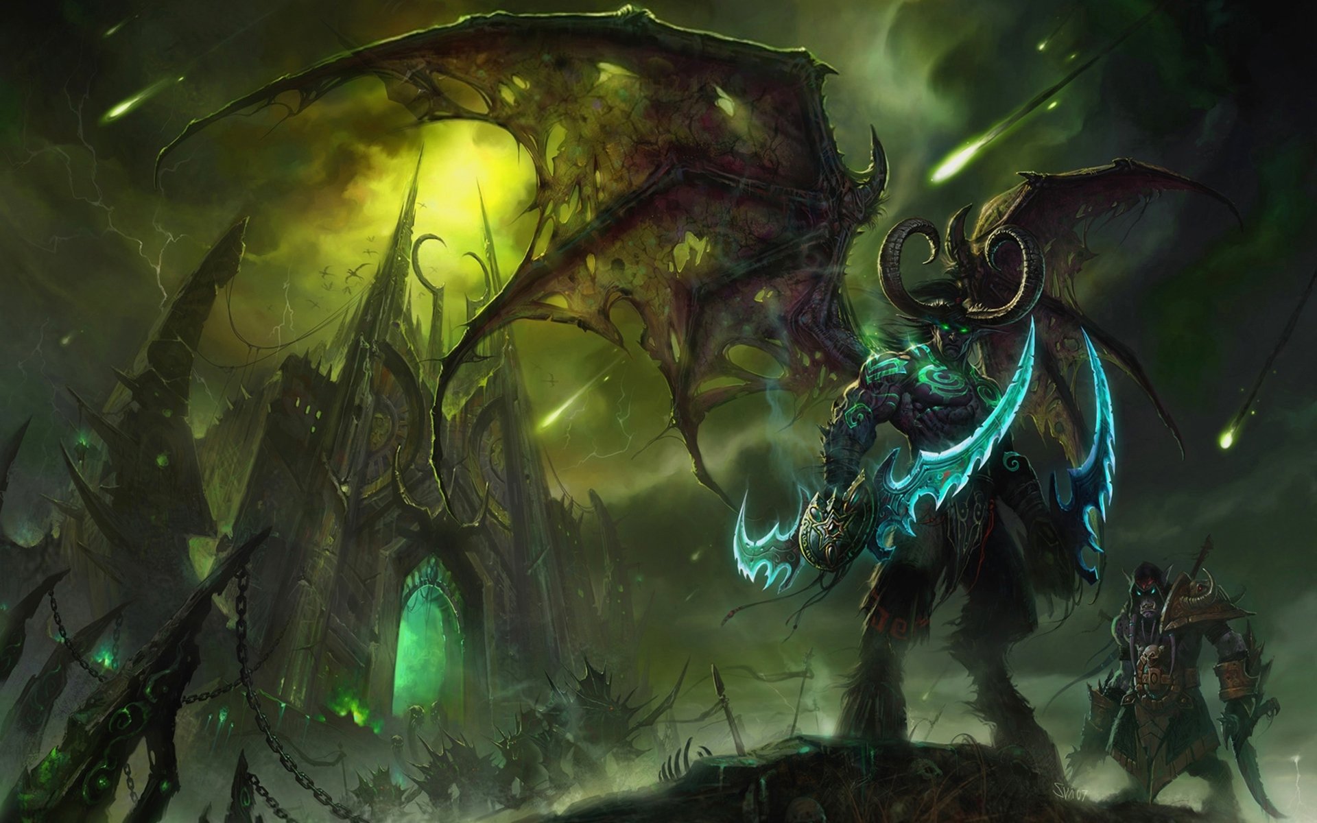 illidan furia de la tormenta señor de terrallende templo negro mundo de warcraft demonio valle de la luna fantasmal furia de la tormenta illidan wow alas cuernos