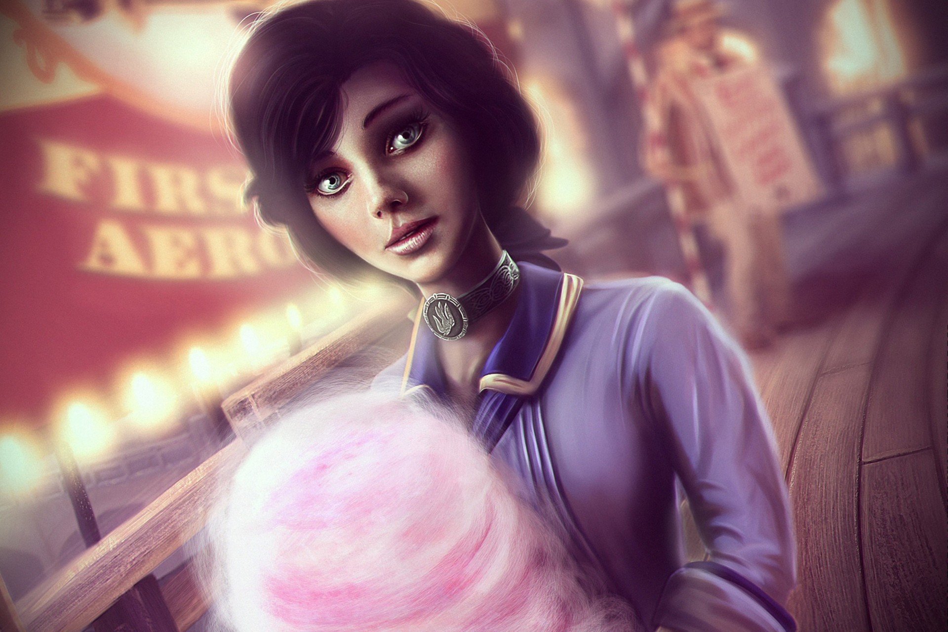 kunst bioshock endlos elizabeth mädchen zuckerwatte