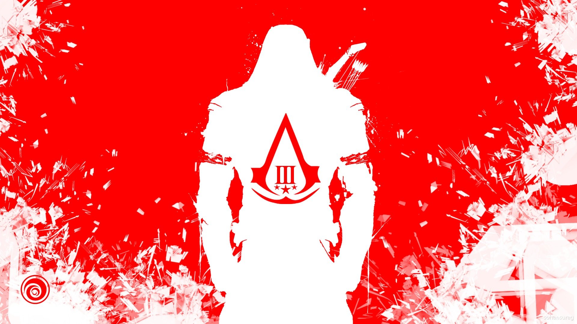 assassins creed 3 connor killer red white ubisoft coat of arms piece