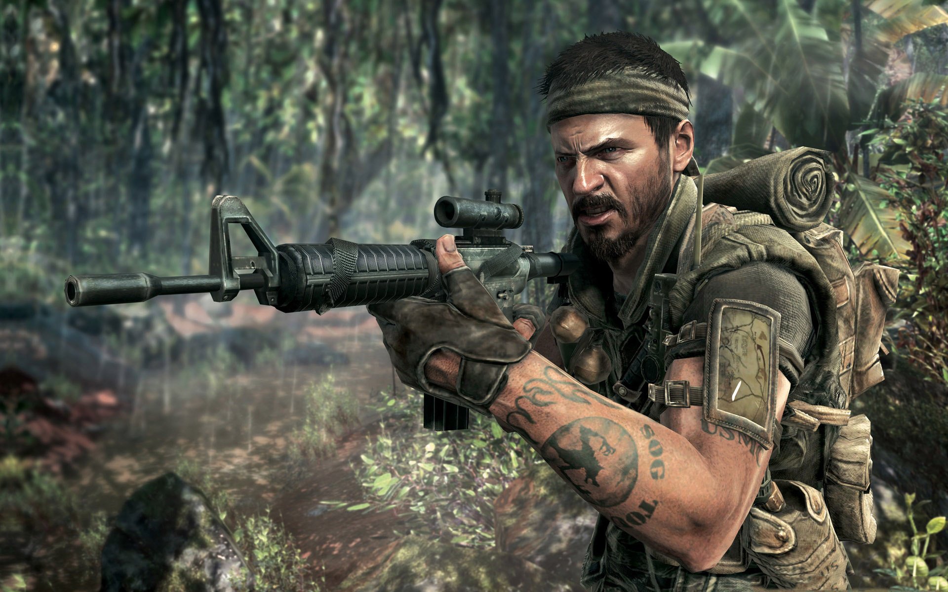 call of duty black ops soldado rifle equipo guerra tatuaje selva