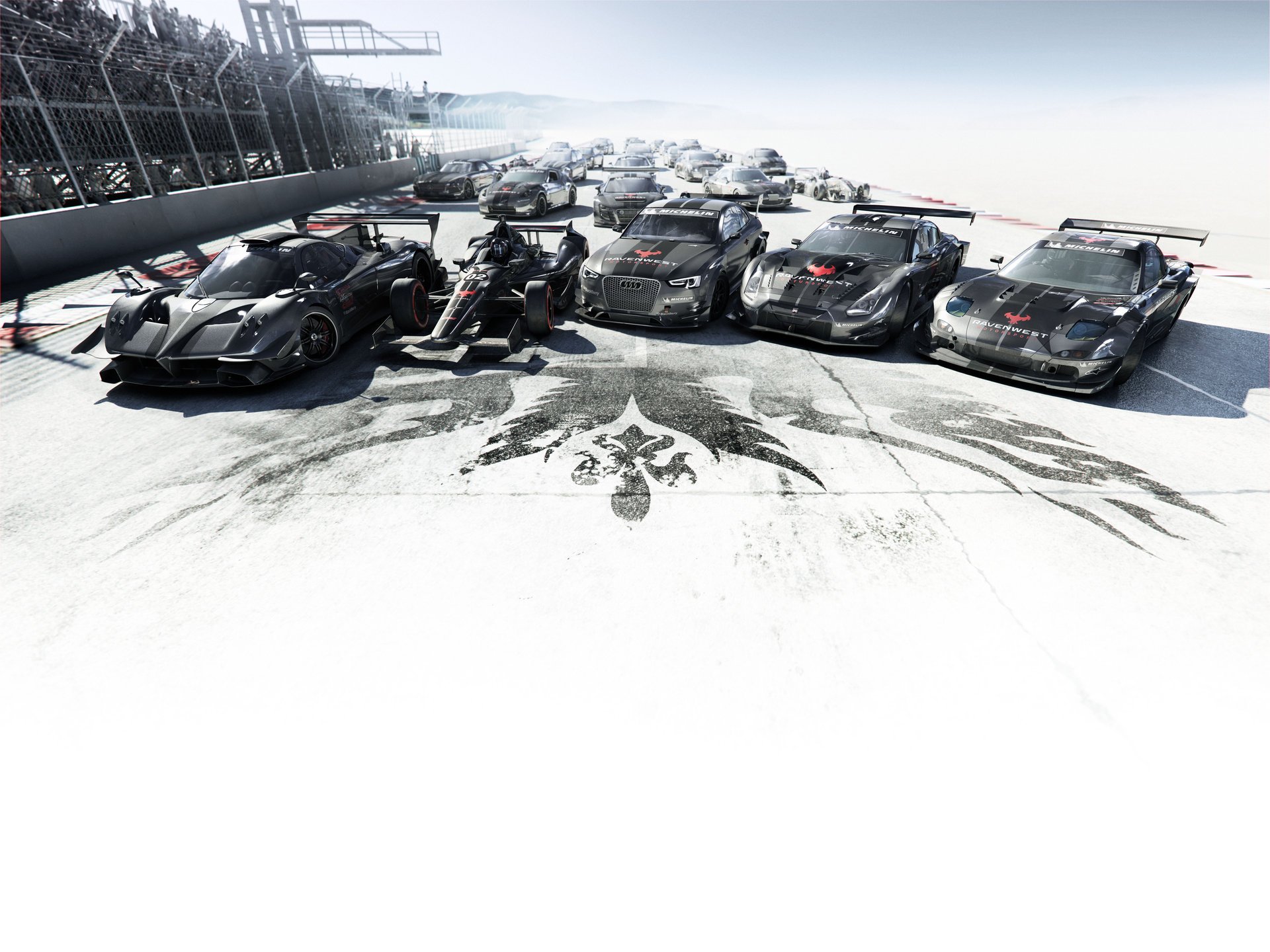 grid : motorsport autos autos sportwagen audi audi bolide nissan gt-r mercedes mercedes straße himmel strecke fans zeichen aggregation spoiler codemasters sport