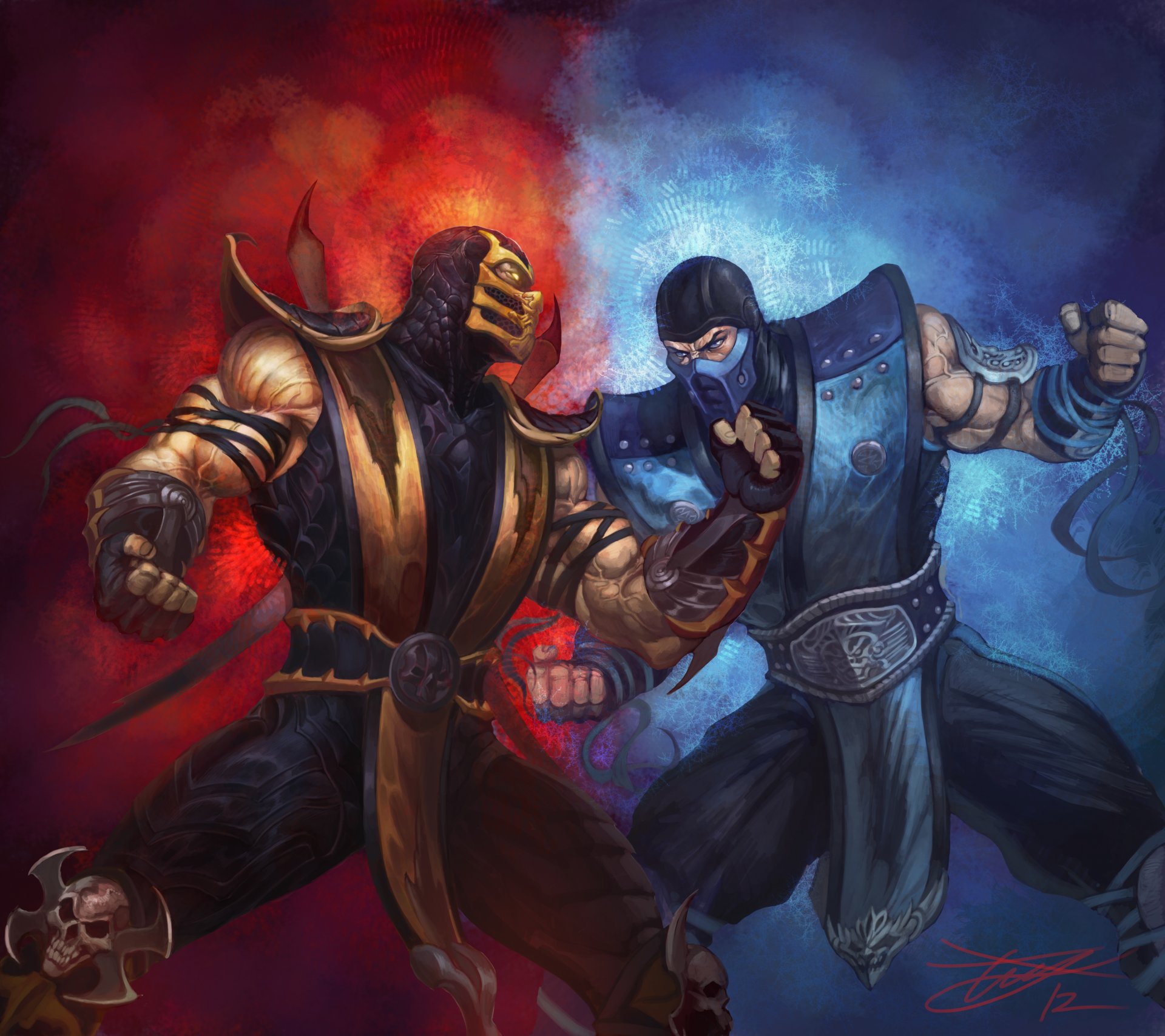 mortal kombat mortal kombat escorpión sub-zero lucha fuego hielo vs sub-zero rivales ninja odio puños choque