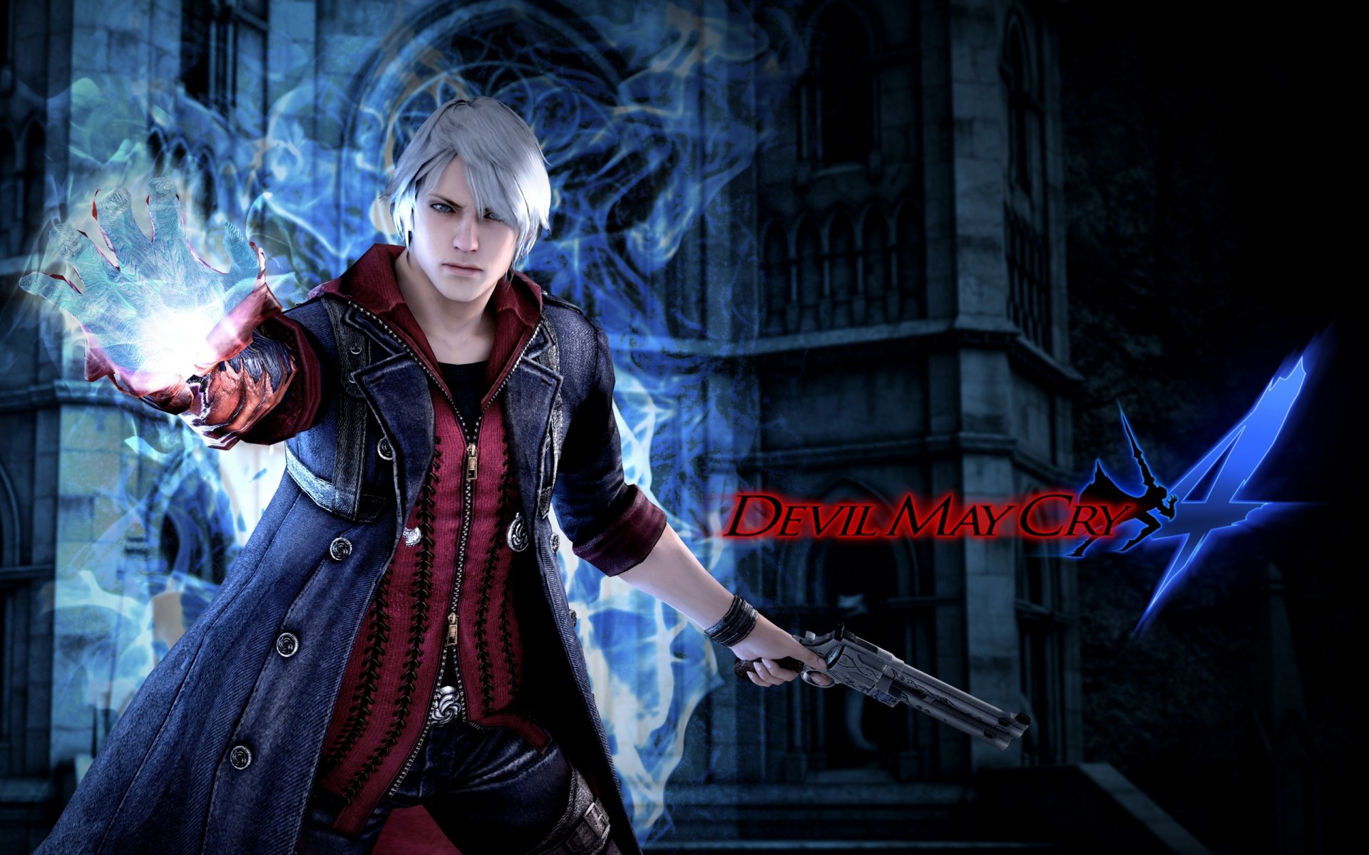 devil may cry 4 dmc 4 fondo de pantalla del juego ceriselightning fanart nero pistola rosa azul el diablo que trae nero revólver rosa azul mano