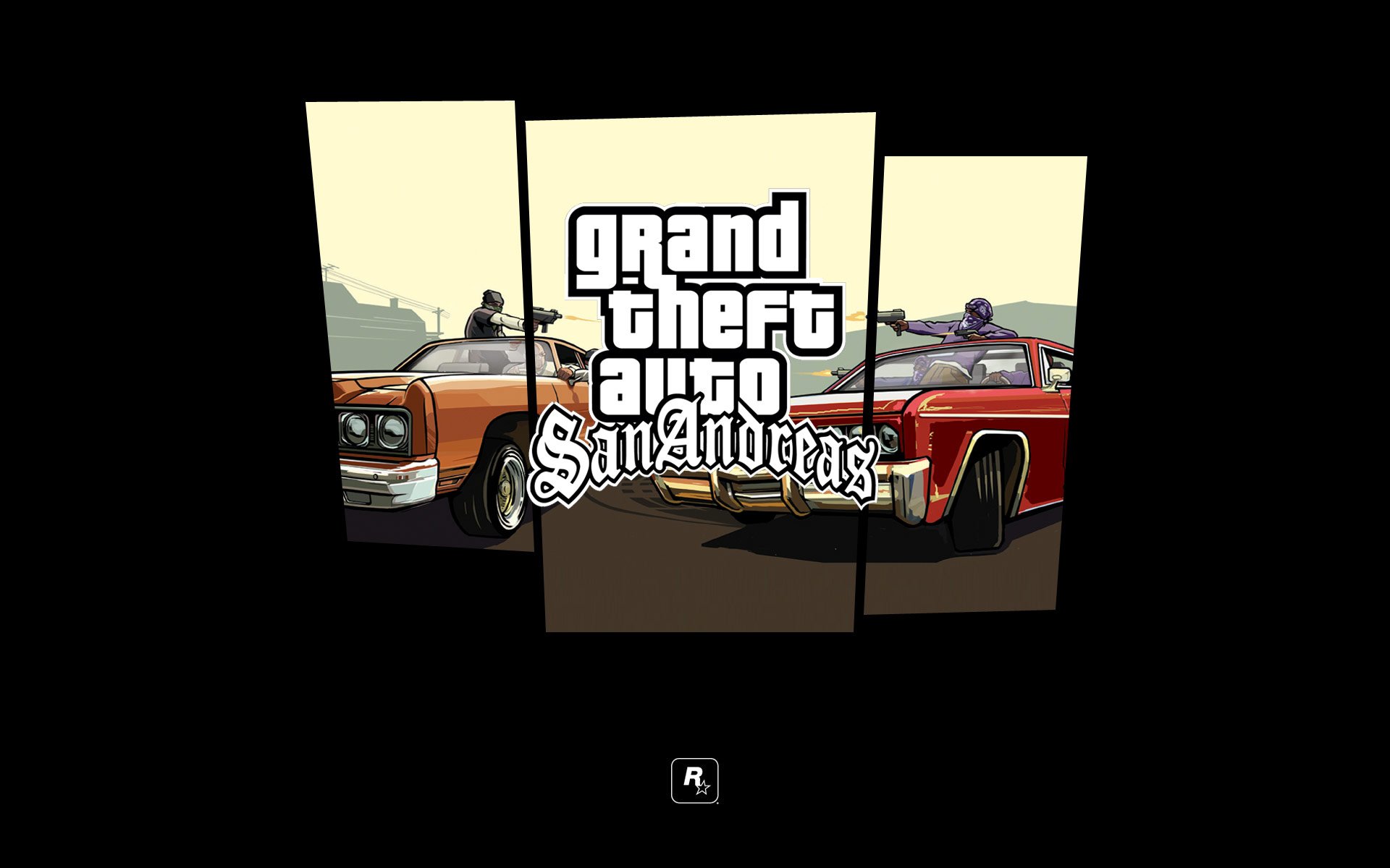 gta san andreas grand theft auto gang ballas gang grove street strzelanie samochody logo rockstar