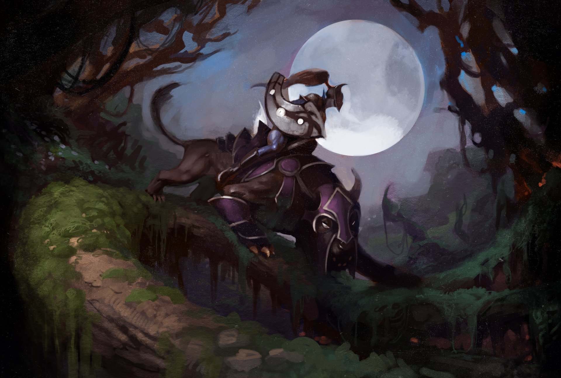 dota luna bosque arte bestia jinete