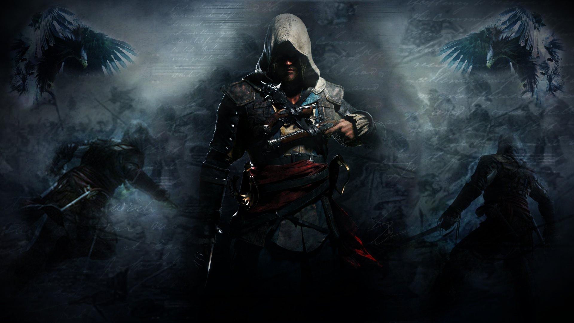 assassins creed iv: bandera negro edward kenway edward kenway juego capshon armas cuervos batalla