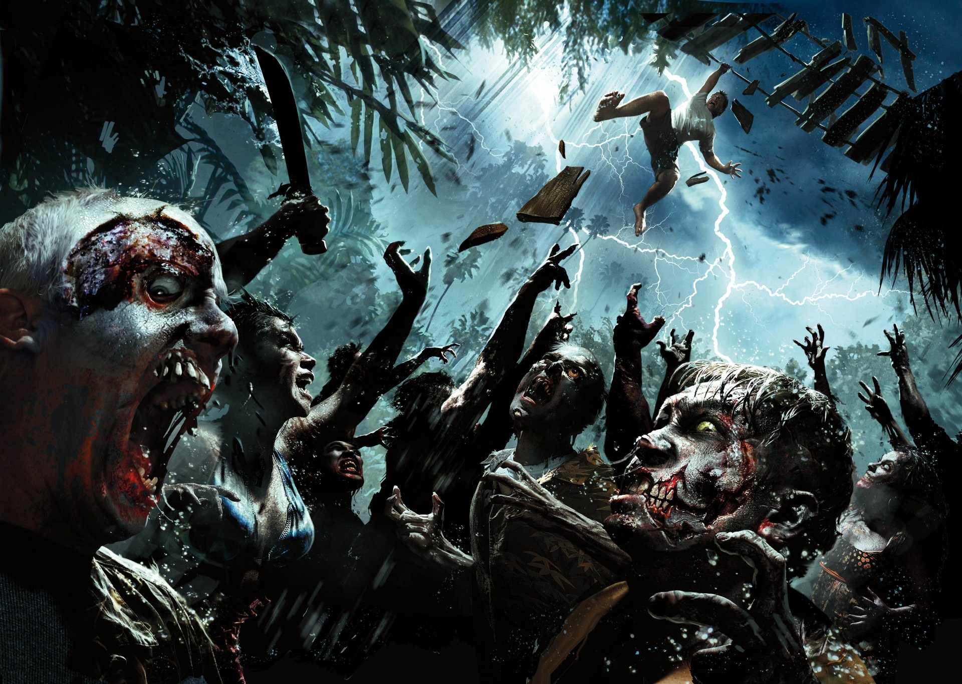 dead island: riptide zombie cadaveri isola palme fulmine costume da bagno sangue goccia denti neogaf deep silver