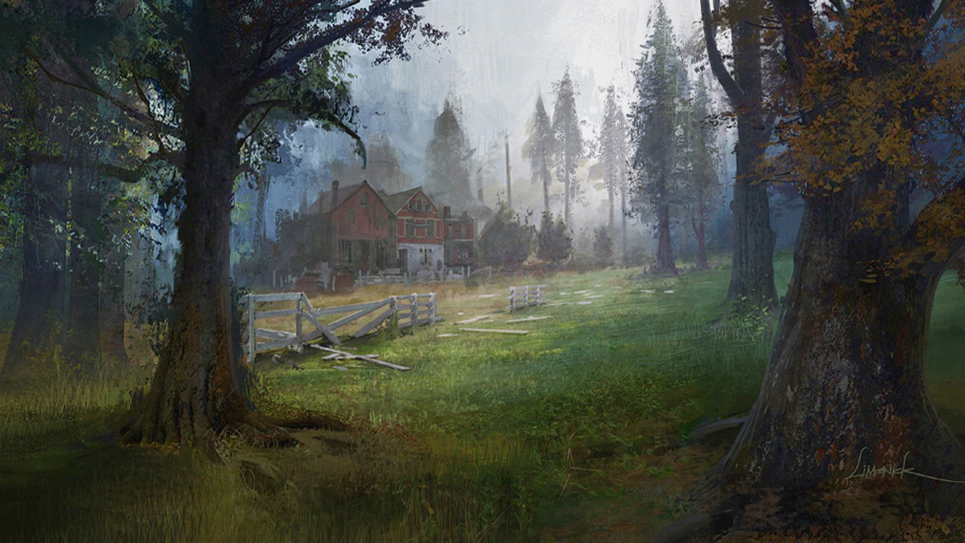 the last of us house art forest tree