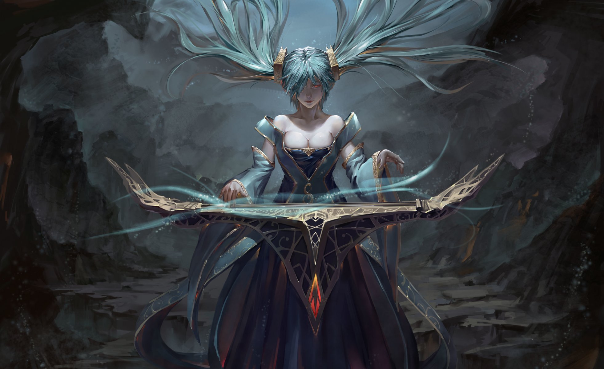 arte liga de leyendas sona chica magia mirada