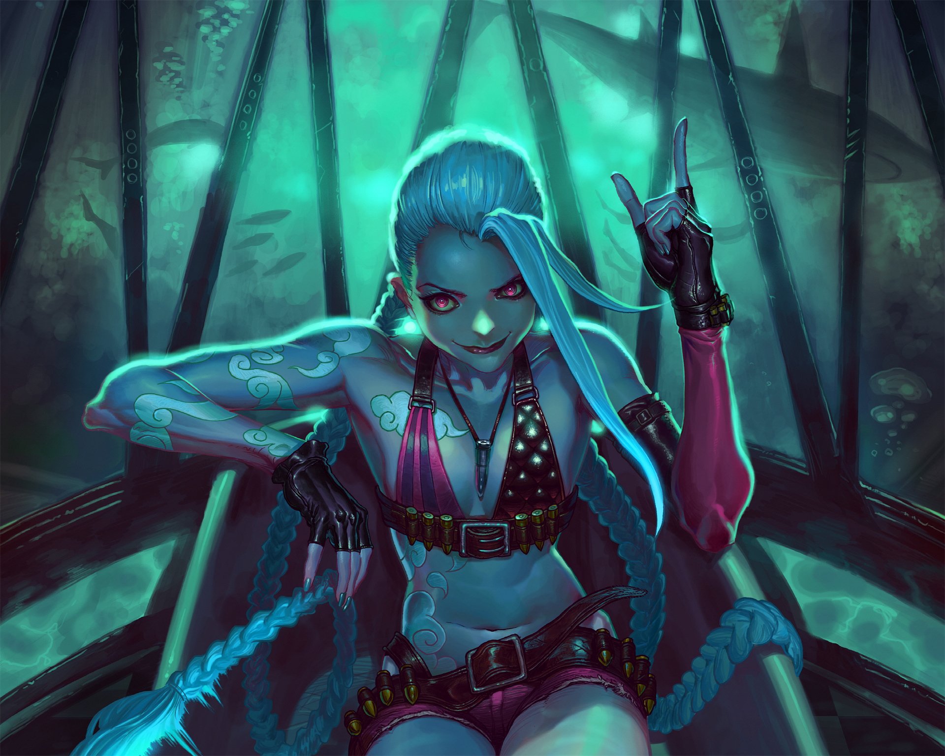 spiele kunst mädchen happykwak league of legends lol jinx gehobene