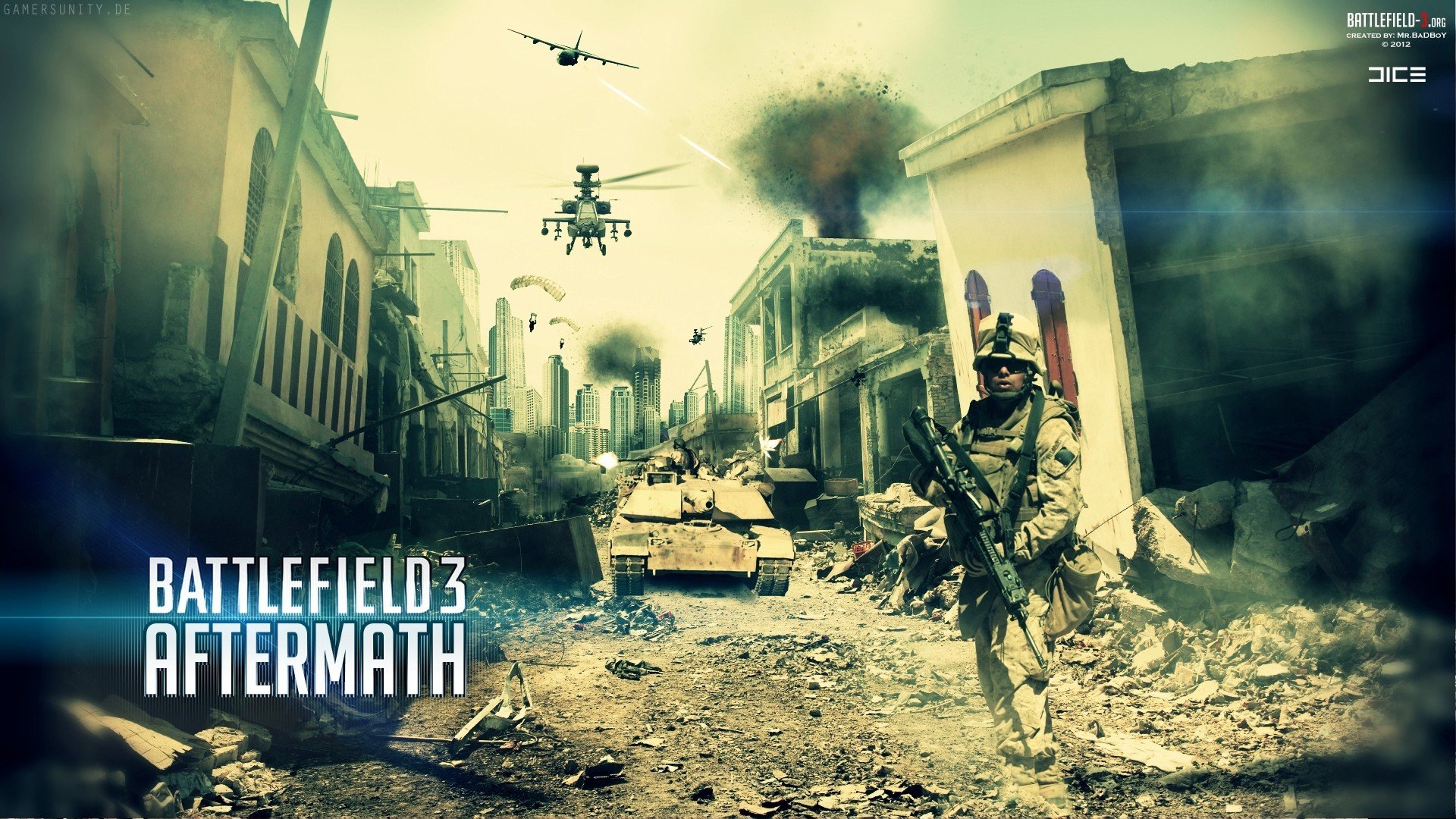 battlefield 3 aftermath town men plane