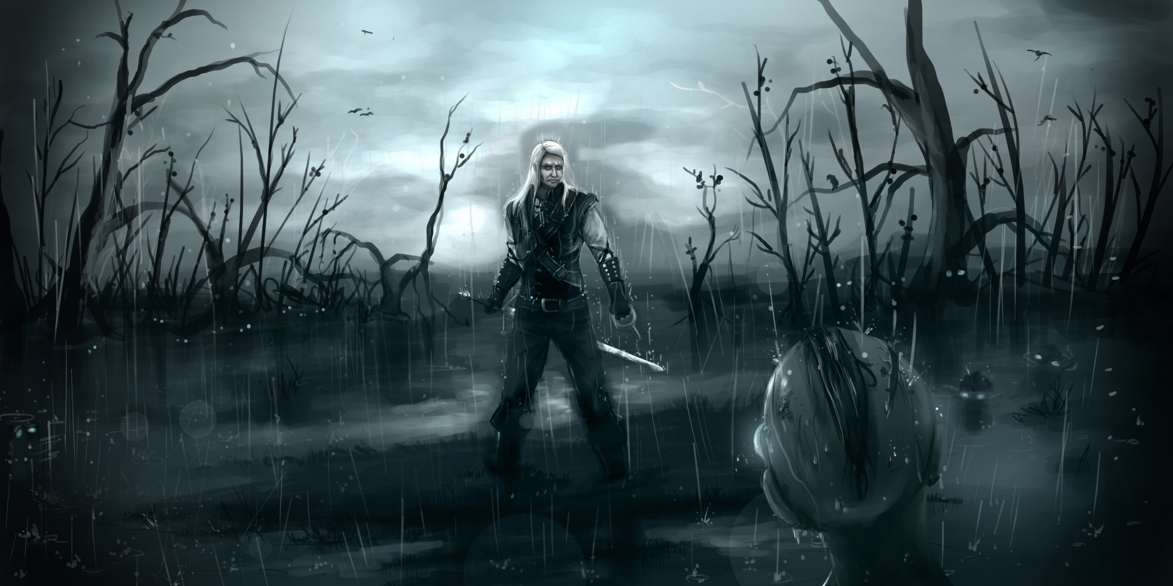 hexer cd projekt red sapkowski geralt sumpf utopien fan art