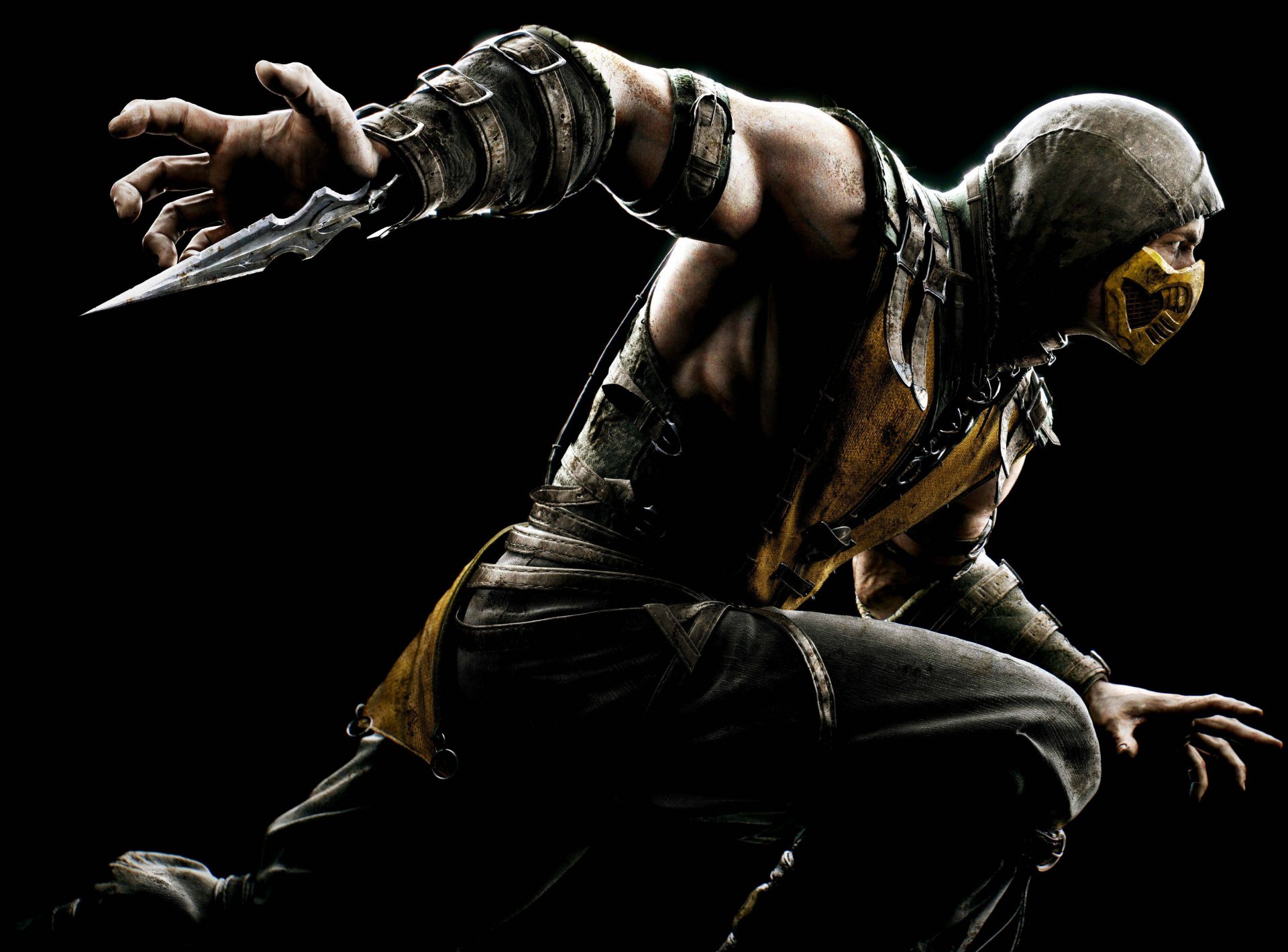 mortal kombat x scorpion fighter ninja yellow mask hood blade netherrealm studios warner bros. interactive entertainment