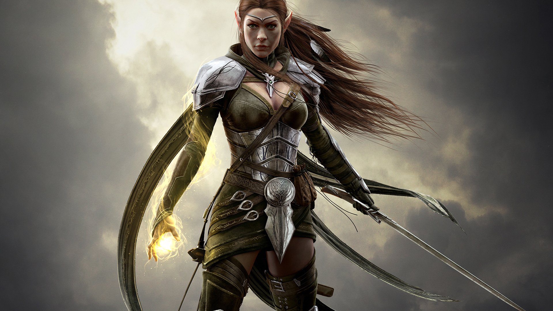 elder highlight the internet elf girl warrior mage sword hair sky clouds armor armor look zenimax online studios zenimax media bethesda softwork