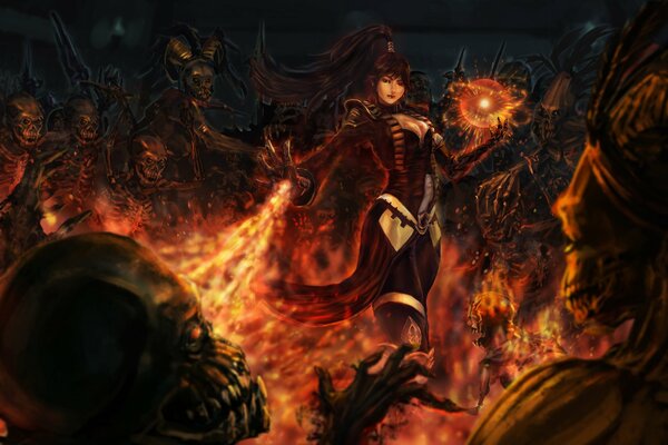 Spiel Diablo Girl Master Zauberin kämpft gegen die Untoten